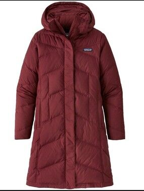 Patagonia Down With It Long Goose Down Puffer In Sequoia Red Burgundy